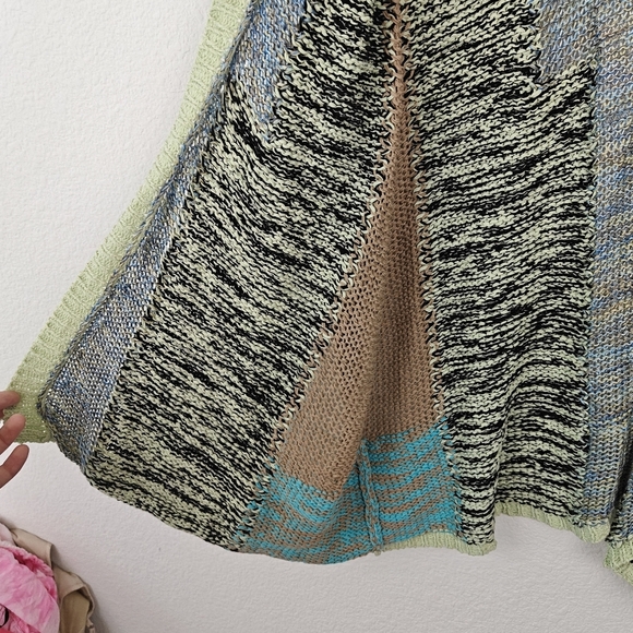 Italy ETRO MILANO Cotton Color Block Cardigan Long Open Knit Sweater Medium 42 - Picture 7 of 16